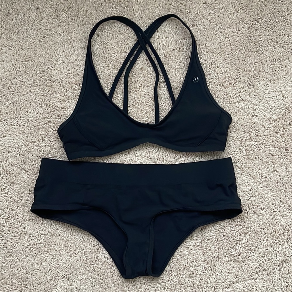 All black lululemon "beach break" bikini